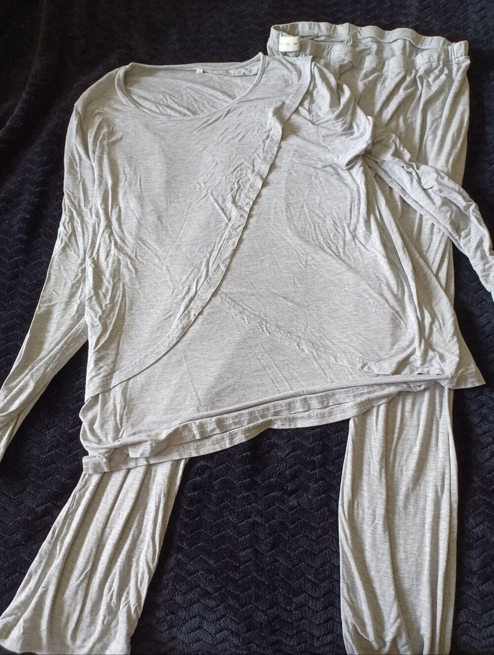 Women's Maternity Size M Unbranded Gray Rayon Spandex Pajamas Set Sleepwear Cozy